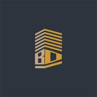 ideas iniciales del logotipo de bienes raíces del monograma bd vector