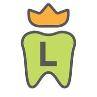 Dental Logo Design On Letter L Crown Symbol. Dental Care Logo Sign, Clinic Tooth King Logo Design With Luxury Vector Template