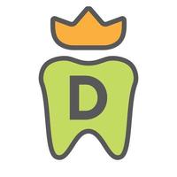 Dental Logo Design On Letter D Crown Symbol. Dental Care Logo Sign, Clinic Tooth King Logo Design With Luxury Vector Template