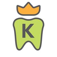 Dental Logo Design On Letter K Crown Symbol. Dental Care Logo Sign, Clinic Tooth King Logo Design With Luxury Vector Template