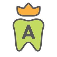 diseño de logotipo dental en la letra a símbolo de la corona. signo de logotipo de cuidado dental, diseño de logotipo de rey de dientes de clínica con plantilla de vector de lujo