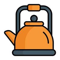 An amazing icon of tea kettle, kitchenware cooking pot vector