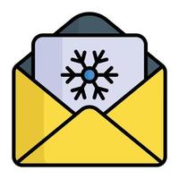 tarjeta de invitación de navidad, sobre con icono de vector de papel