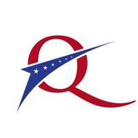 letra inicial q logotipo americano para la identidad empresarial, corporativa y de la empresa. logo americano de estados unidos vector