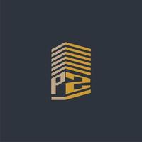 ideas iniciales del logotipo de bienes raíces del monograma pz vector