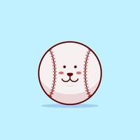 ilustración de personaje de dibujos animados de pelota de béisbol lindo y kawaii vector