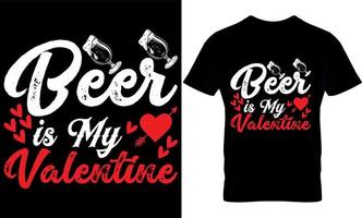 la cerveza es mi san valentin plantilla de diseño de camiseta de San Valentín. vector