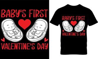 baby's first valentine's day. valentine's t-shirt design template. vector