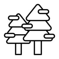 Snow on christmas trees vector icon in trendy style