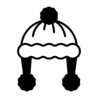 lindo icono de vector de gorro de protección de la cabeza de invierno