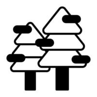 Snow on christmas trees vector icon in trendy style