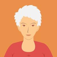 Portrait of beautiful young woman with short hair. Avatar for social media. Flat Vector illustration