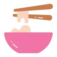 Noodles bowl with chopsticks vector icon trendy style