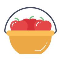 un hermoso diseño de canasta de manzanas, vector editable