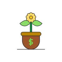 Flat design vector business illustration concept Financial growth process money tree