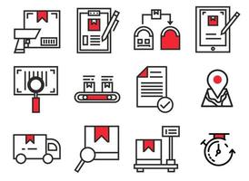 Delivery icons set. Collection of simple linear web icons such as Shipping By Sea Air, Delivery Date, Courier, Warehouse vector