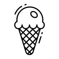 Cone ice cream vector icon, frozen food item