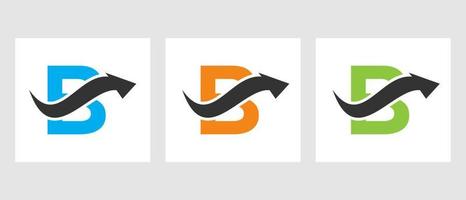 concepto de logotipo de finanzas de letra b con símbolo de flecha de crecimiento vector