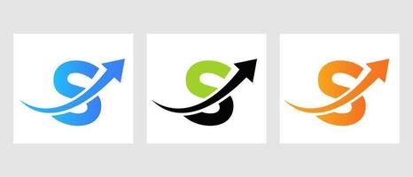 concepto de logotipo de finanzas de letra s con símbolo de flecha de crecimiento vector