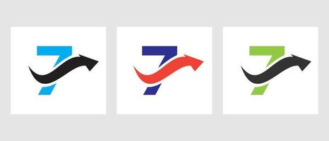 concepto de logotipo de finanzas de letra 7 con símbolo de flecha de crecimiento vector