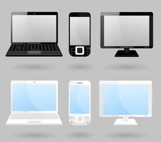 Monitor, notebook and telephone. Vector illustration