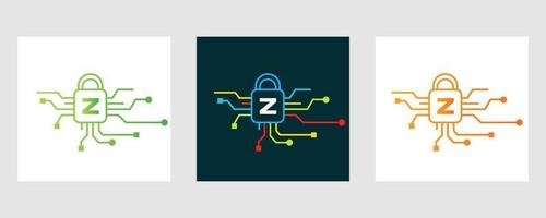 Letter Z Cyber Security Logo. Internet Security Sign, Cyber Protection, Technology, Biotechnology Symbol vector