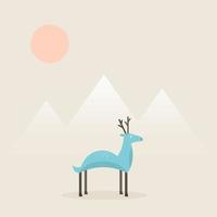 Deer on a background of mountains. Vector illustration