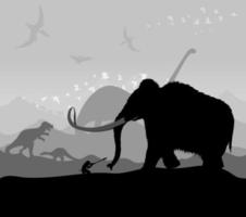 Hunting of animals during prehistoric times. A vector illustration