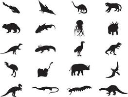 Collection of dinosaurs of the ancient nature. A vector illustration