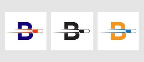 Letter B Medicine Logo. Medical Logotype Concept With Medicine Piles Symbol vector