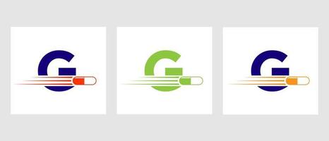 Letter G Medicine Logo. Medical Logotype Concept With Medicine Piles Symbol vector