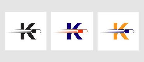 Letter K Medicine Logo. Medical Logotype Concept With Medicine Piles Symbol vector