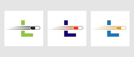 logotipo de la letra l medicina. concepto de logotipo médico con símbolo de pilas de medicina vector