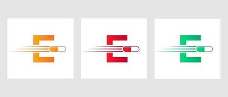 Letter E Medicine Logo. Medical Logotype Concept With Medicine Piles Symbol vector