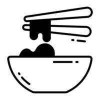 Noodles bowl with chopsticks vector icon trendy style