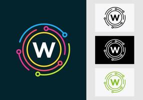 Letter W Technology Logo Design. Network Logo Symbol vector