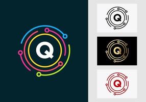 Letter Q Technology Logo Design. Network Logo Symbol vector