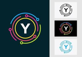 Letter Y Technology Logo Design. Network Logo Symbol vector