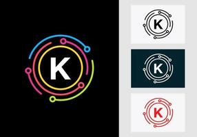 diseño del logotipo de la tecnología de la letra k. símbolo del logotipo de red vector