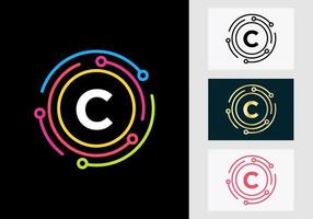 Letter C Technology Logo Design. Network Logo Symbol vector