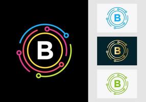 Letter B Technology Logo Design. Network Logo Symbol vector