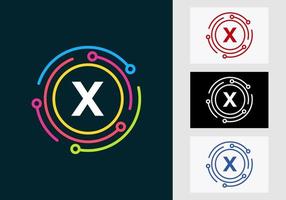 Letter X Technology Logo Design. Network Logo Symbol vector