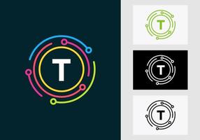 Letter T Technology Logo Design. Network Logo Symbol vector