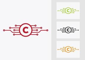 Letter C Technology Logo Design Template. Network Logo Design vector