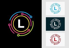 Letter L Technology Logo Design. Network Logo Symbol vector