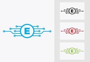 Letter E Technology Logo Design Template. Network Logo Design vector