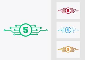 Letter 5 Technology Logo Design Template. Network Logo Design vector