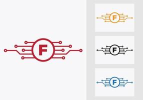 Letter F Technology Logo Design Template. Network Logo Design vector