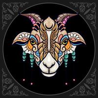 Colorful goat head mandala arts isolated on black background vector