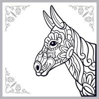 Cabeza de burro artes mandala aislado sobre fondo blanco. vector